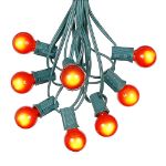 100 G30 Globe String Light Set with Orange Satin Bulbs on Green Wire