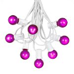 100 G30 Globe String Light Set with Purple Satin Bulbs on White Wire
