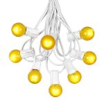 100 G30 Globe String Light Set with Yellow Satin Bulbs on White Wire