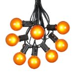 100 G40 Globe String Light Set with Orange Bulbs on Black Wire