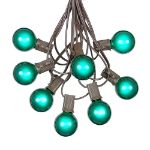 100 G40 Globe String Light Set with Green Bulbs on Brown Wire