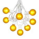 100 G40 Globe String Light Set with Yellow Satin Bulbs on White Wire