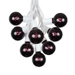 100 G50 Globe Light String Set with Black Light Bulbs (Very Dark Purple) on White Wire