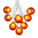 100 G50 Globe Light String Set with Orange Bulbs on White Wire