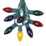 C9 25 Light String Set with Assorted Bulbs on Green Wire