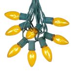 C9 25 Light String Set with Yellow Bulbs on Green Wire