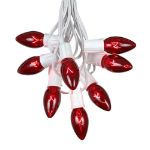 C9 25 Light String Set with Red Bulbs on White Wire