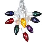 100 C9 Christmas Light Set - Assorted Bulbs - White Wire
