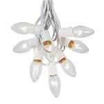 100 C9 Christmas Light Set - Clear Bulbs - White Wire
