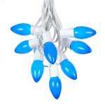 100 C9 Ceramic Christmas Light Set - Blue - White Wire