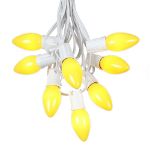 100 C9 Ceramic Christmas Light Set - Yellow - White Wire
