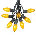 25 Twinkling C9 Christmas Light Set - Yellow - Black Wire
