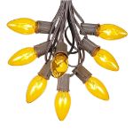 25 Twinkling C9 Christmas Light Set - Yellow - Brown Wire