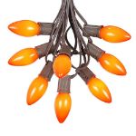 100 C9 Ceramic Christmas Light Set - Orange - Brown Wire