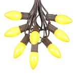 100 C9 Ceramic Christmas Light Set - Yellow - Brown Wire