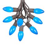 100 C9 Ceramic Christmas Light Set - Blue - Brown Wire