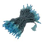 Teal Christmas Mini Lights 100 Light 50 Feet Long on Green Wire