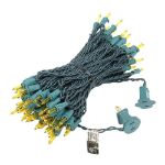 Yellow Christmas Mini Lights 100 Light 50 Feet Long on Green Wire