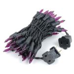 Black Wire Purple Christmas Mini Lights 50 Light 11 Feet Long
