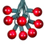 25 G50 Globe Light String Set with Red Bulbs on Green Wire