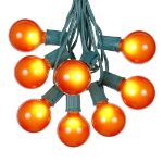25 G50 Globe Light String Set with Orange Bulbs on Green Wire