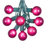 25 G50 Globe Light String Set with Purple Bulbs on Green Wire