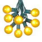 25 G50 Globe Light String Set with Yellow (gold) Bulbs on Green Wire 