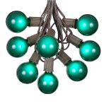25 G50 Globe Light String Set with Green Bulbs on Brown Wire