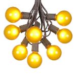 25 G50 Globe Light String Set with Yellow Bulbs on Brown Wire