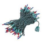 Red/White/Blue Christmas Mini Lights 100 Light 50 Feet Long on Green Wire