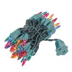 Multi 50 Light 11' Long Green Wire Christmas Mini Lights