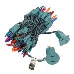 Multi 50 Light 11' Long Green Wire Christmas Mini Lights