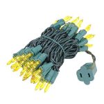 Yellow 50 Light 11' Long Green Wire Christmas Mini Lights