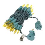 Yellow 50 Light 11' Long Green Wire Christmas Mini Lights