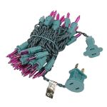 Purple 50 Light 11' Long Green Wire Christmas Mini Lights