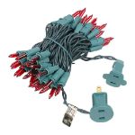 Red 50 Light 11' Long Green Wire Christmas Mini Lights