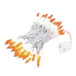 Amber/Orange 50 Light 11' Long White Wire Christmas Mini Lights