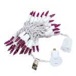 Purple 50 Light 11' Long White Wire Christmas Mini Lights