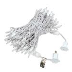 Commercial Grade Wide Angle 100 LED Pure White 50' Long on White Wire