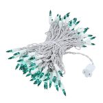 Green Christmas Mini Lights 100 Light 50 Feet Long on White Wire