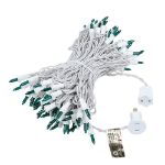 Green Christmas Mini Lights 100 Light 50 Feet Long on White Wire