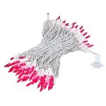 Pink Christmas Mini Lights 100 Light 50 Feet Long on White Wire