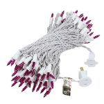 Purple Christmas Mini Lights 100 Light 50 Feet Long on White Wire