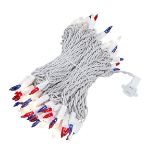 Red/White/Blue Christmas Mini Lights 100 Light 50 Feet Long on White Wire