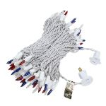 Red/White/Blue Christmas Mini Lights 100 Light 50 Feet Long on White Wire