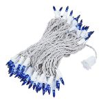 Blue Christmas Mini Lights 100 Light 50 Feet Long on White Wire
