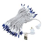 Blue Christmas Mini Lights 100 Light 50 Feet Long on White Wire