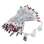 Multi Christmas Mini Lights 100 Light 50 Feet Long on White Wire