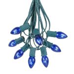 100 C7 String Light Set with Blue Bulbs on Green Wire