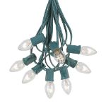 100 C7 String Light Set with Clear Bulbs on Green Wire
